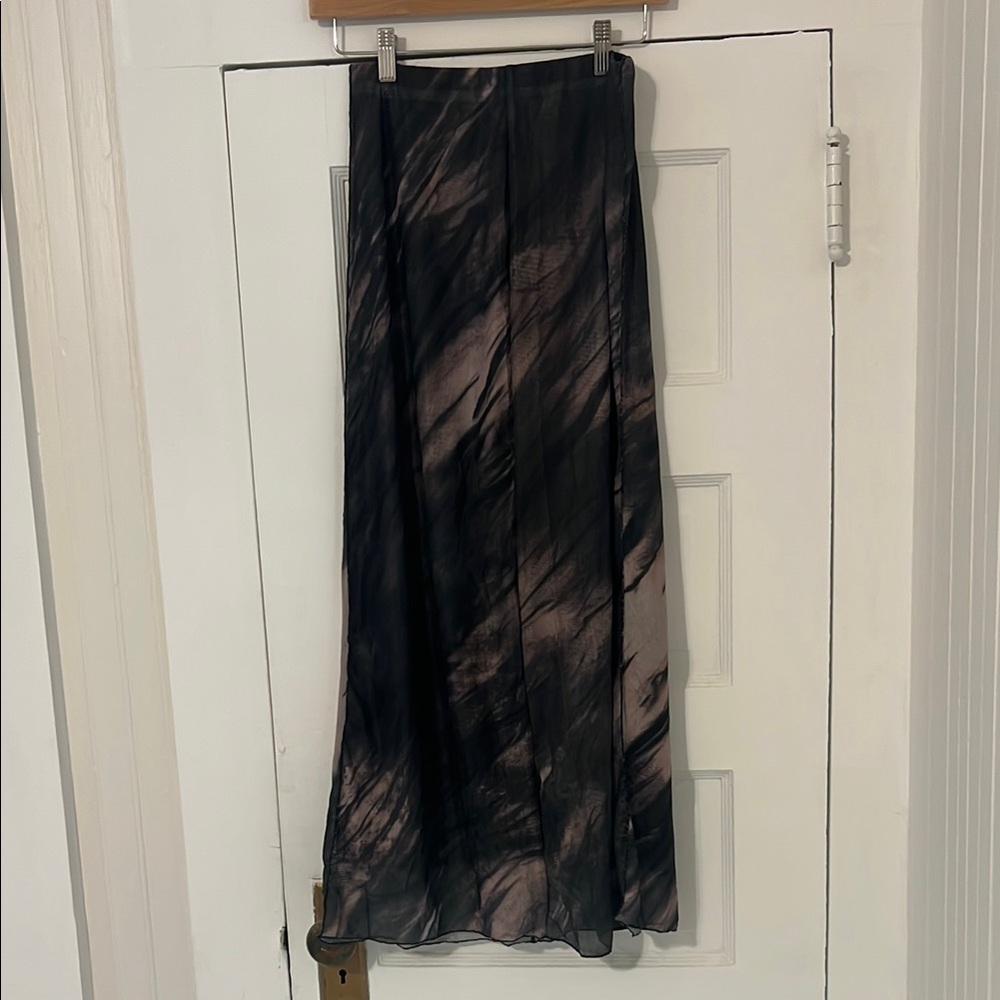 Black and Brown Pleated Maxi Skirt for Cocktail